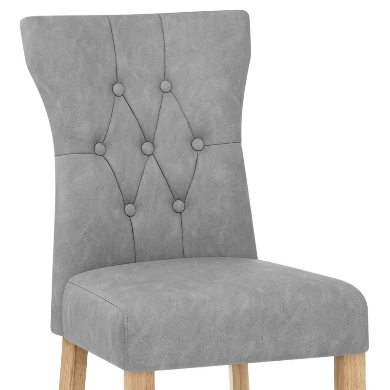 Chaise Bois Faux Cuir - Bradbury Gris