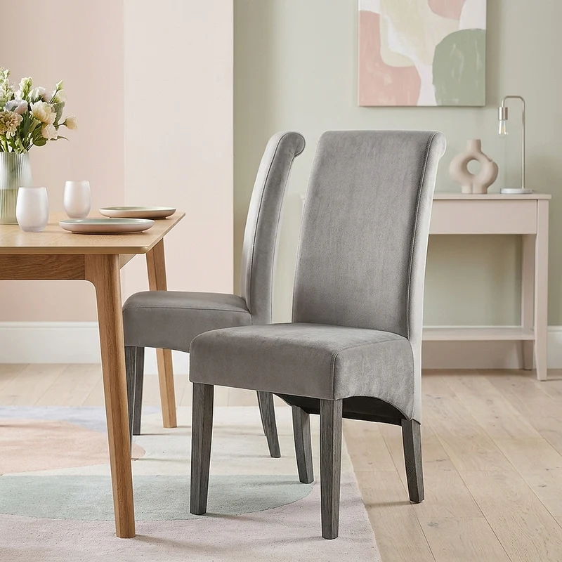 Chaise Bois Velours - Carlo Gris
