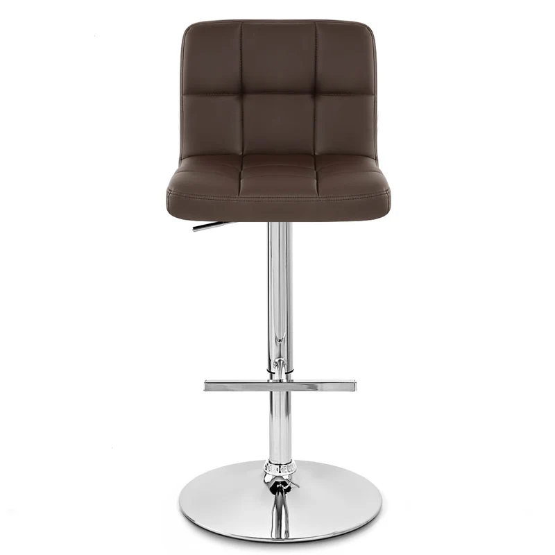 Chaise de Bar Faux Cuir Chrome - Grid Marron