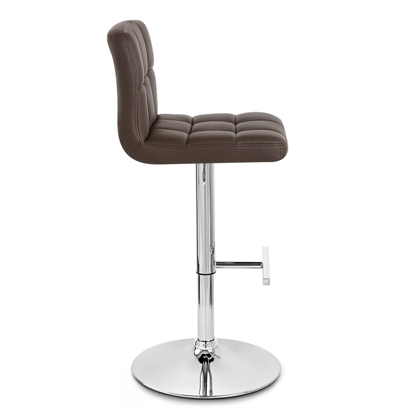 Chaise de Bar Faux Cuir Chrome - Grid Marron