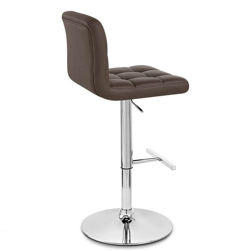 Chaise de Bar Faux Cuir Chrome - Grid Marron