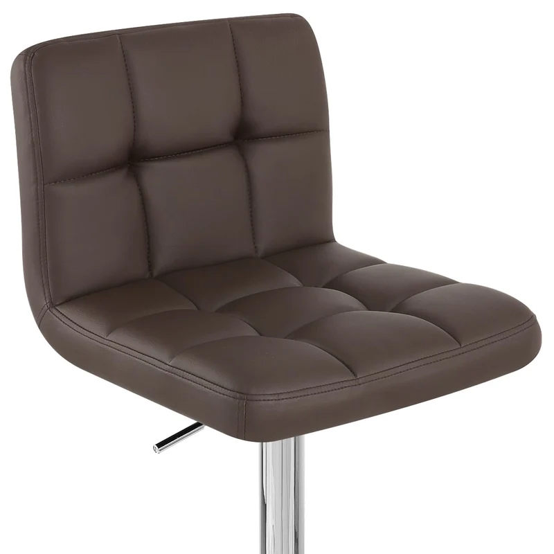 Chaise de Bar Faux Cuir Chrome - Grid Marron