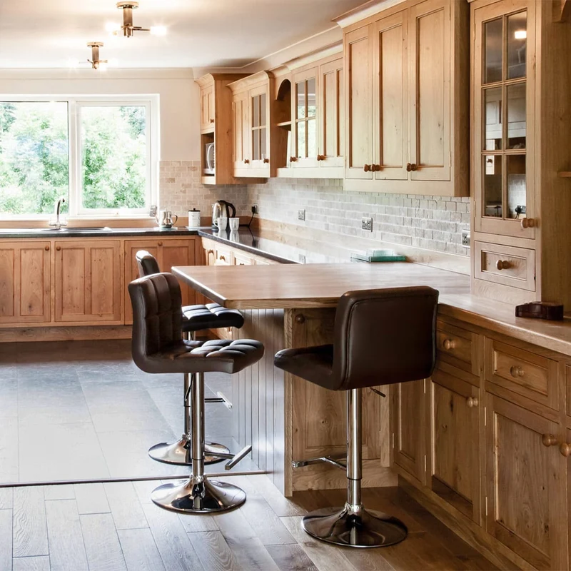Chaise de Bar Faux Cuir Chrome - Grid Marron