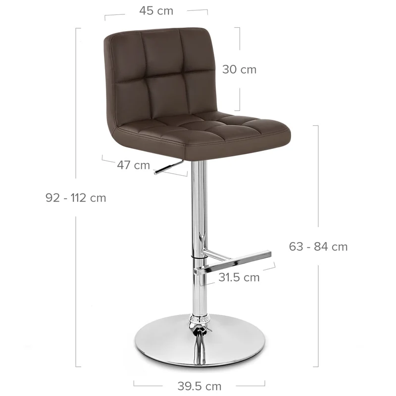 Chaise de Bar Faux Cuir Chrome - Grid Marron