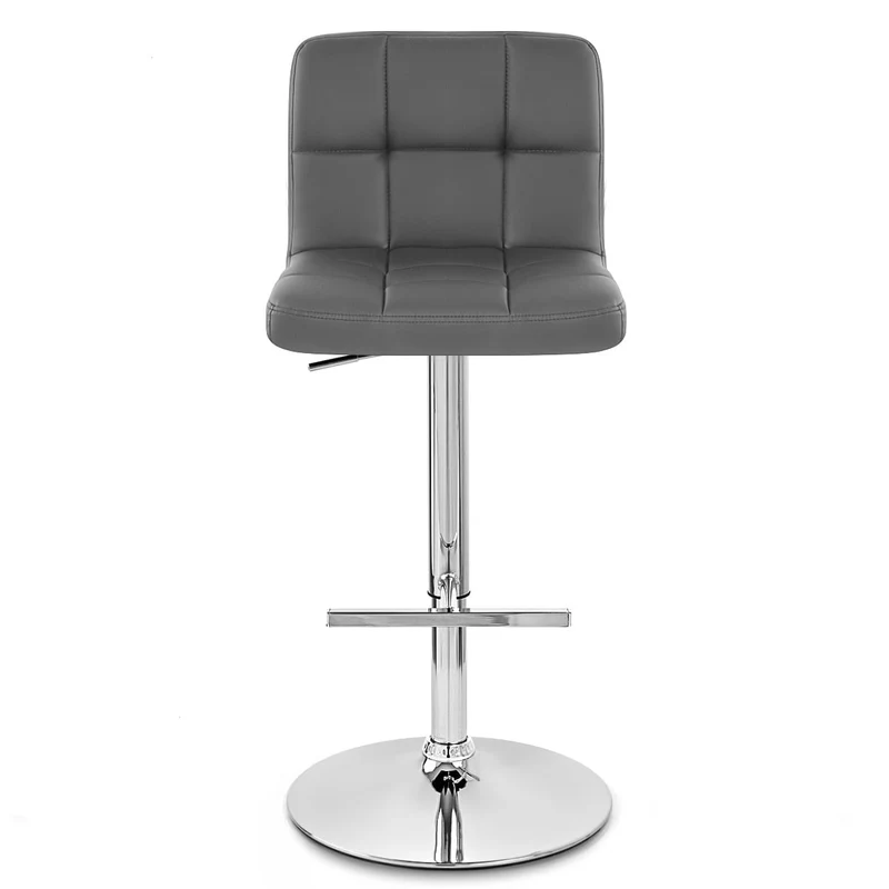 Chaise de Bar Faux Cuir Chrome - Grid Gris