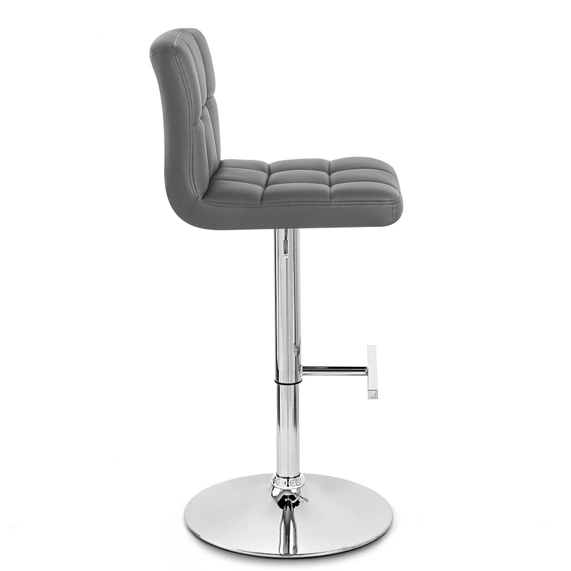 Chaise de Bar Faux Cuir Chrome - Grid Gris