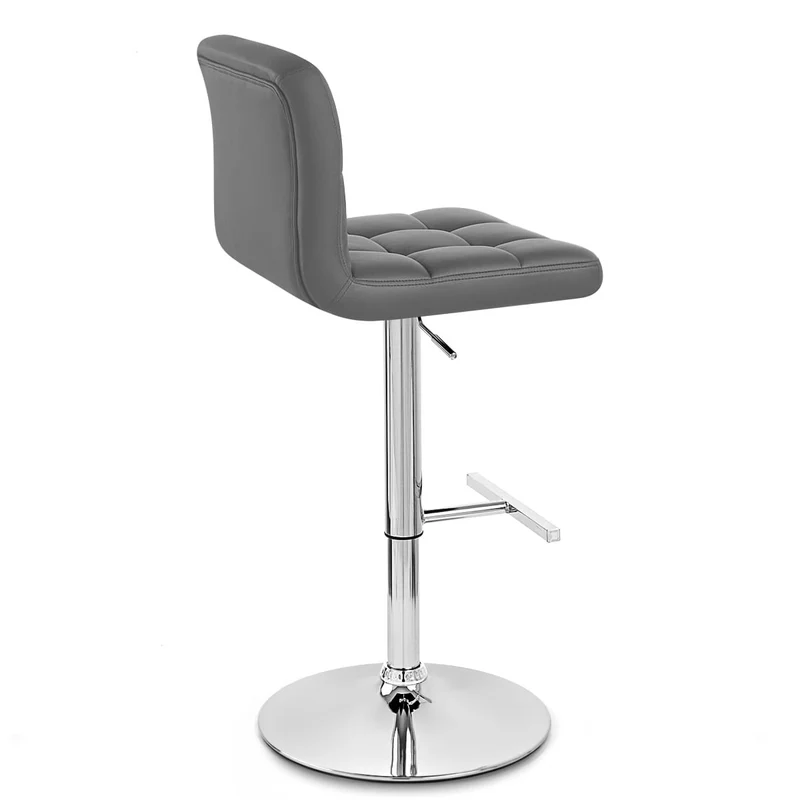 Chaise de Bar Faux Cuir Chrome - Grid Gris