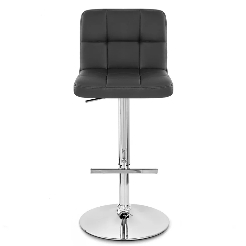 Chaise de Bar Faux Cuir Chrome - Grid Noir