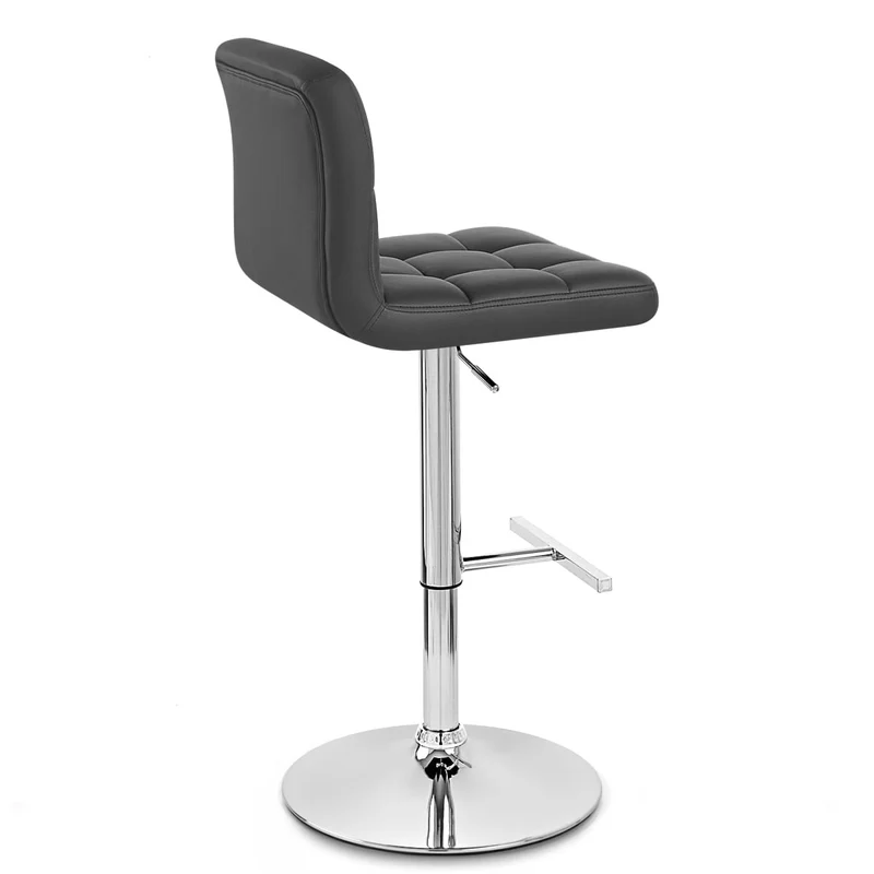 Chaise de Bar Faux Cuir Chrome - Grid Noir