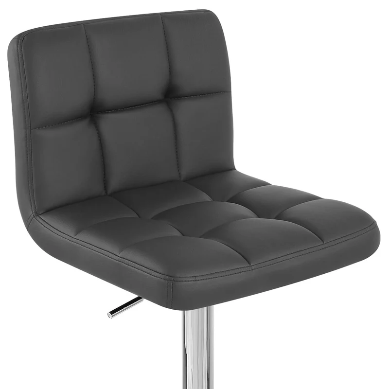 Chaise de Bar Faux Cuir Chrome - Grid Noir