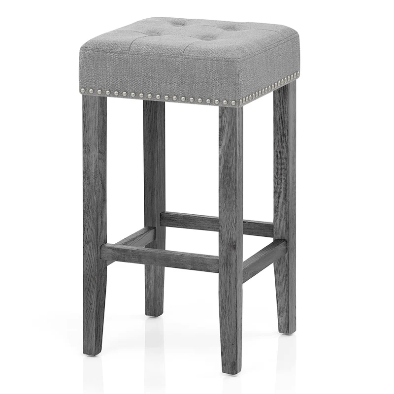 Tabouret de Bar Bois Tissu - Dove Gris
