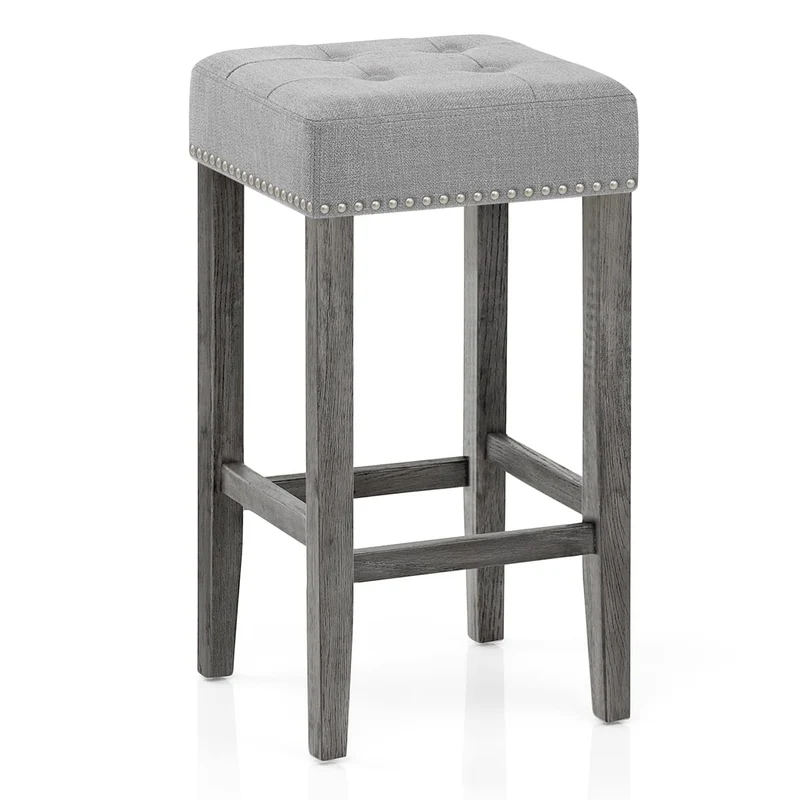 Tabouret de Bar Bois Tissu - Dove Gris