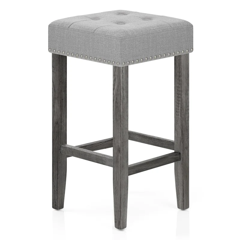 Tabouret de Bar Bois Tissu - Dove Gris