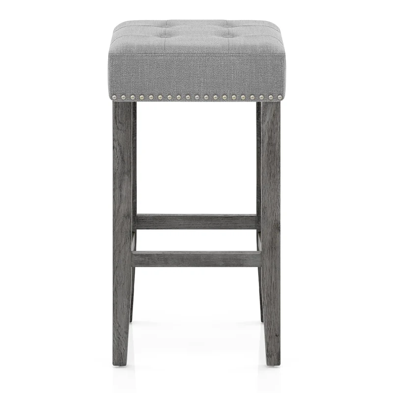 Tabouret de Bar Bois Tissu - Dove Gris
