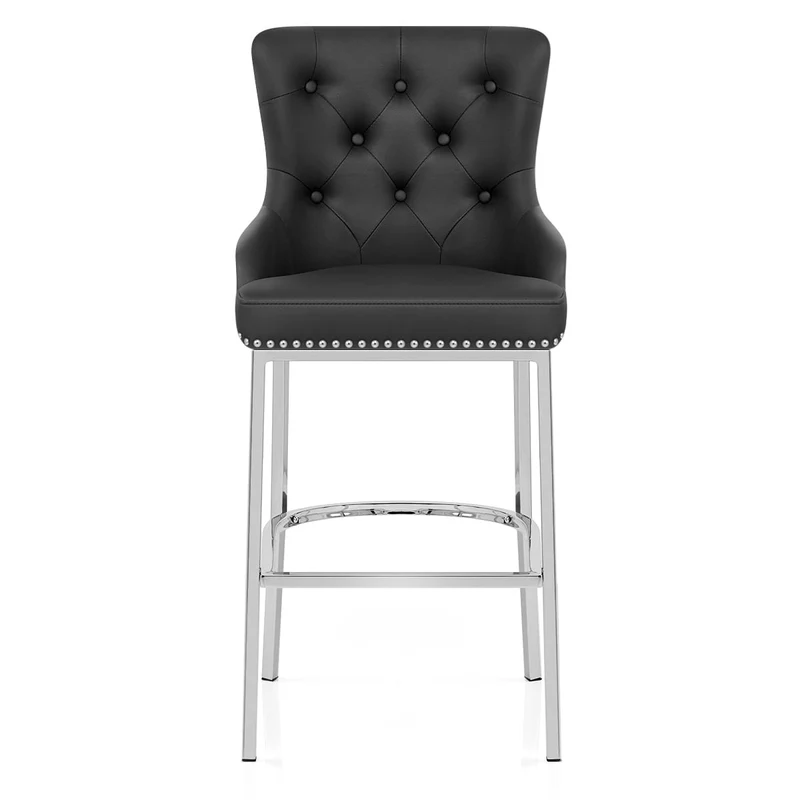 Chaise de Bar Métal Faux Cuir - Grange Noir