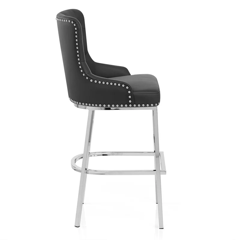 Chaise de Bar Métal Faux Cuir - Grange Noir