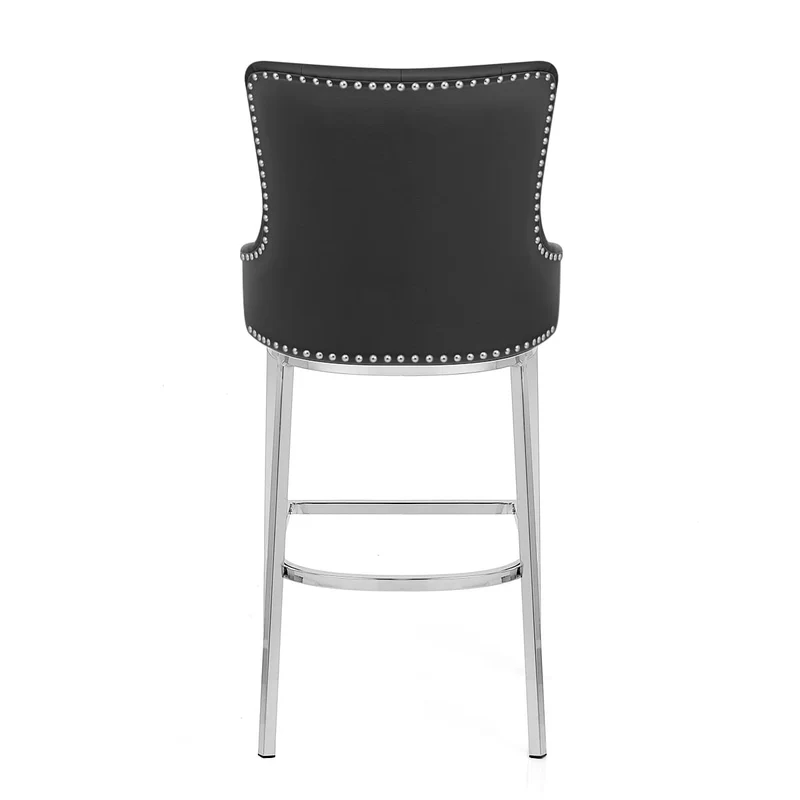 Chaise de Bar Métal Faux Cuir - Grange Noir
