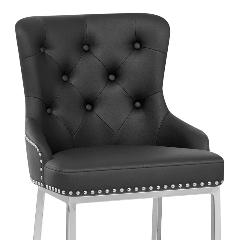 Chaise de Bar Métal Faux Cuir - Grange Noir