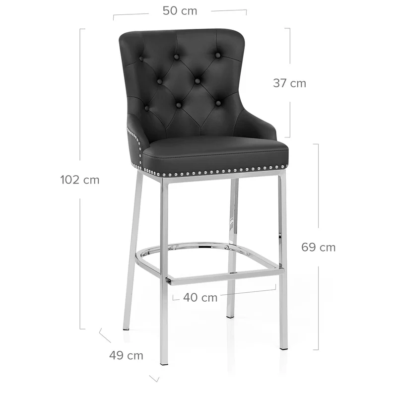 Chaise de Bar Métal Faux Cuir - Grange Noir
