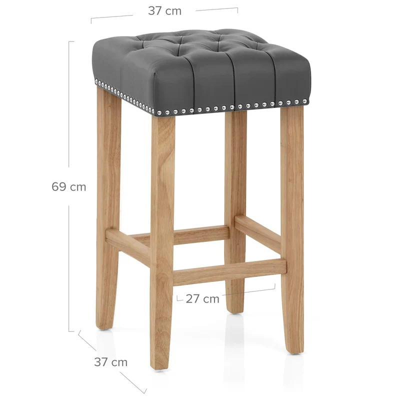 Chaise de Bar Cuir Crouté Bois - Chelsea Gris