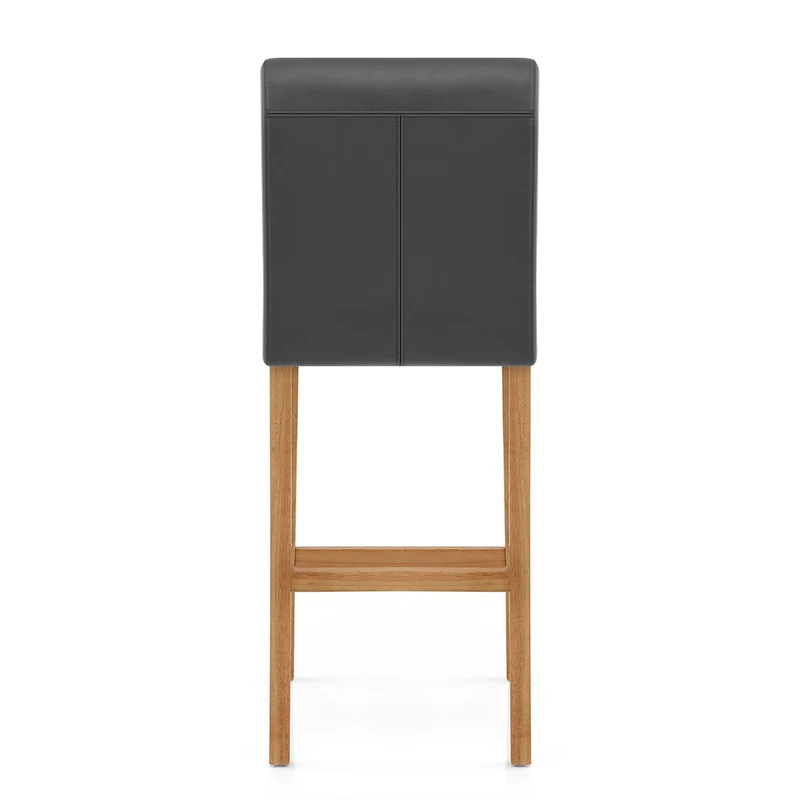 Tabouret de Bar Bois Cuir Croûté - Tetbury Gris