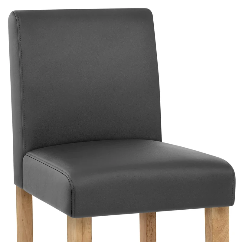 Tabouret de Bar Bois Cuir Croûté - Tetbury Gris