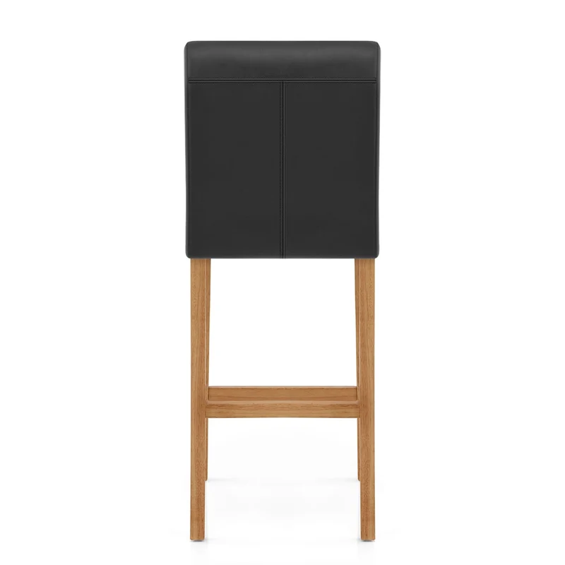 Tabouret de Bar Bois Cuir Croûté - Tetbury Noir