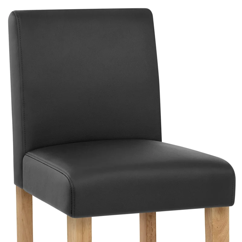 Tabouret de Bar Bois Cuir Croûté - Tetbury Noir