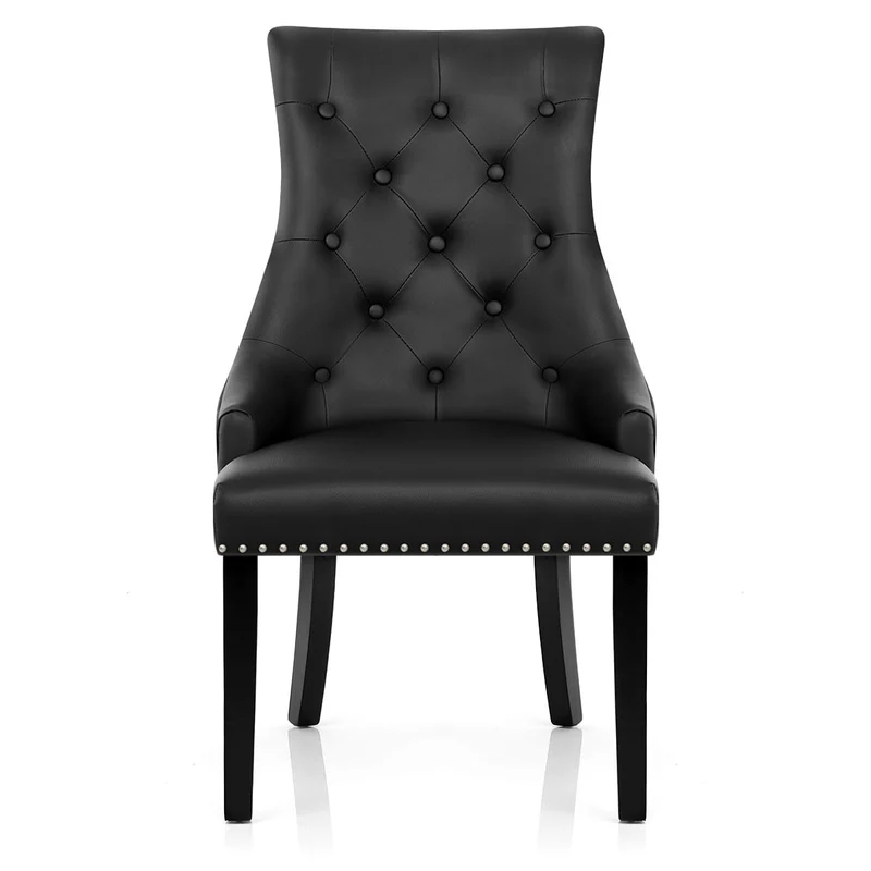 Chaise bois cuir crouté - Ascot Noir