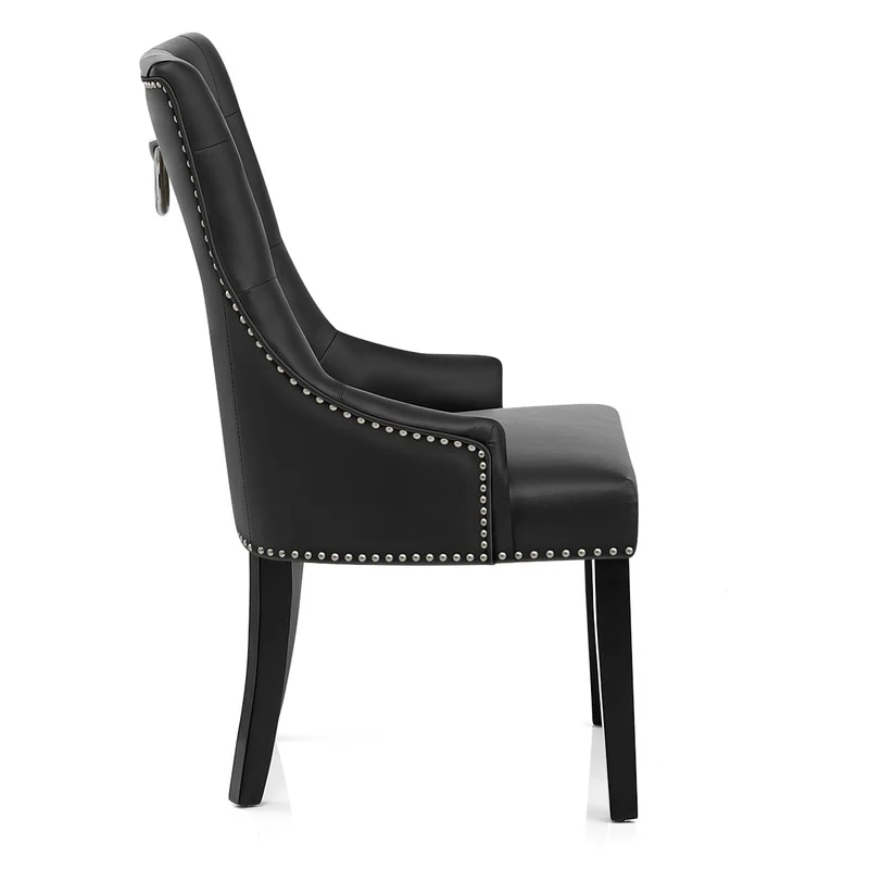 Chaise bois cuir crouté - Ascot Noir