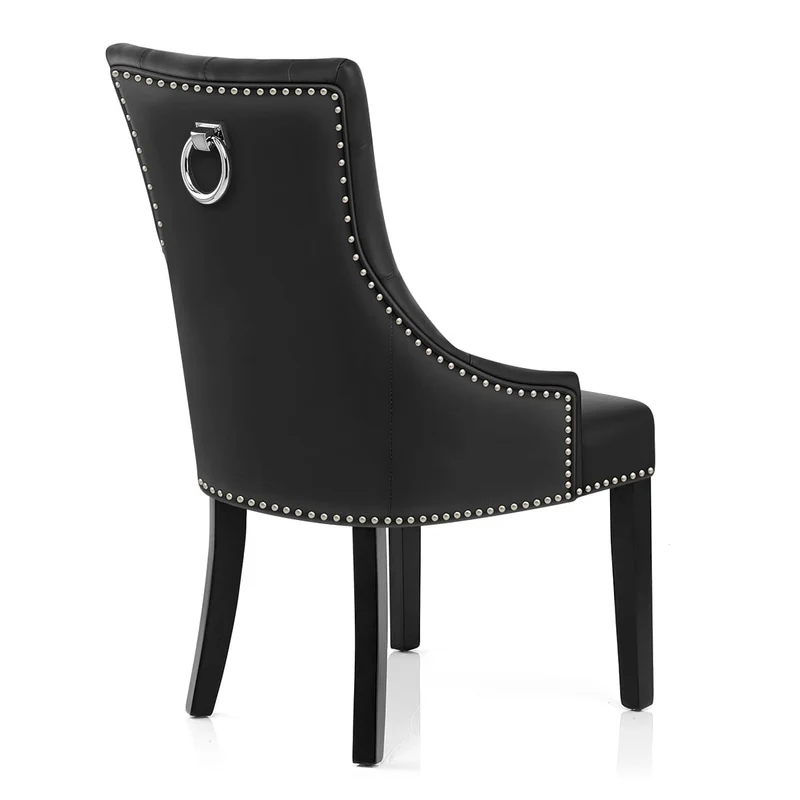 Chaise bois cuir crouté - Ascot Noir