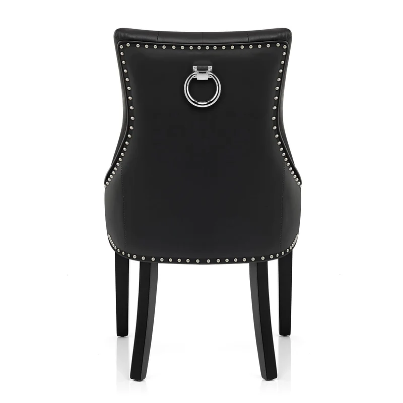 Chaise bois cuir crouté - Ascot Noir