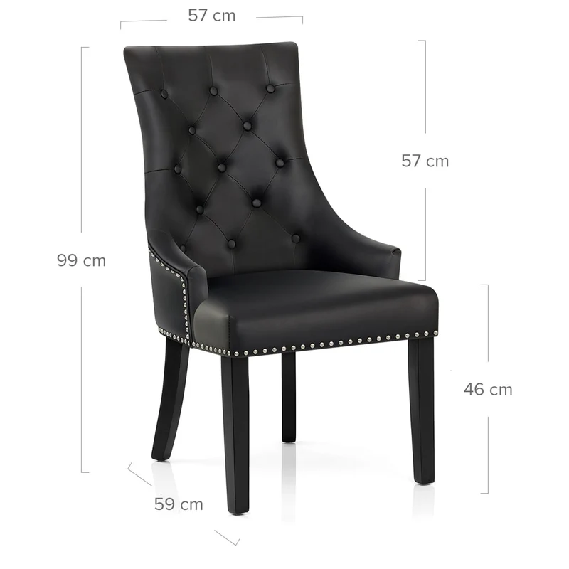 Chaise bois cuir crouté - Ascot Noir