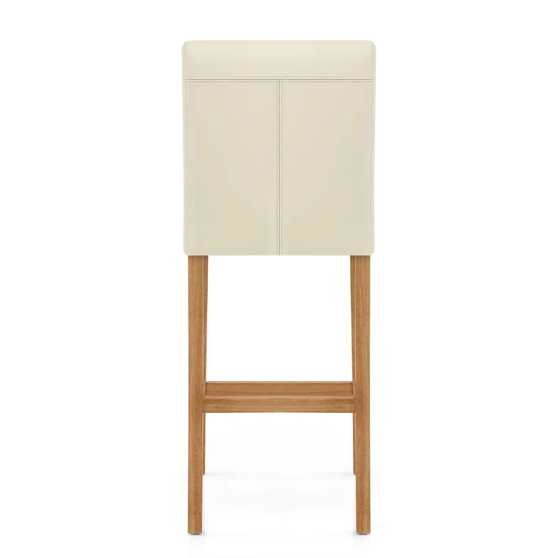 Tabouret de Bar Bois Cuir Croûté - Tetbury Crème