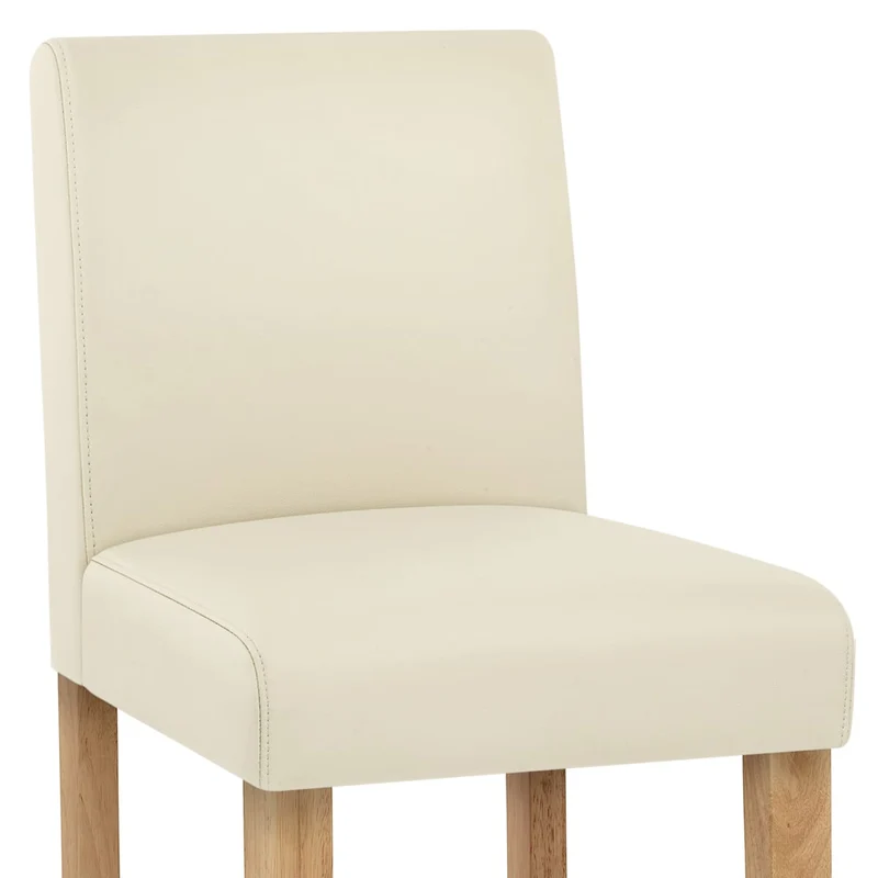 Tabouret de Bar Bois Cuir Croûté - Tetbury Crème
