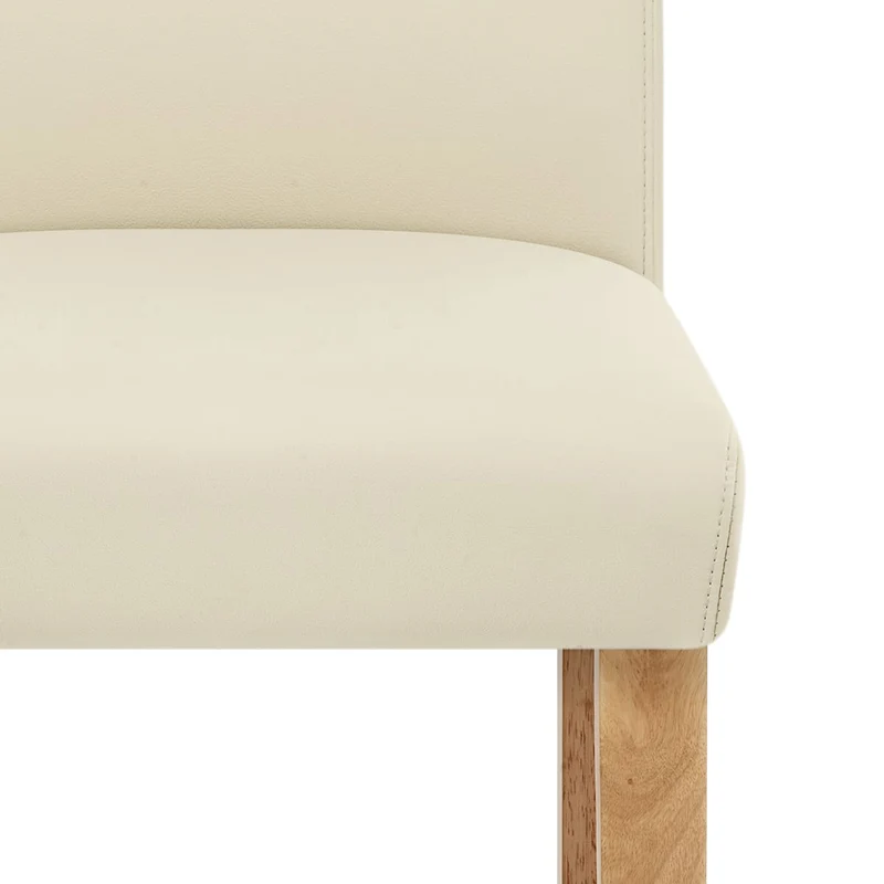 Tabouret de Bar Bois Cuir Croûté - Tetbury Crème