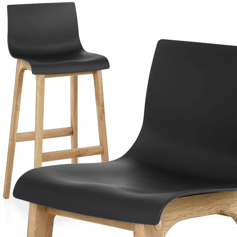 Tabouret de Bar Résine Bois - Haut Drift Noir