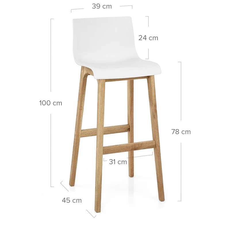 Tabouret de Bar Résine Bois - Haut Drift Blanc