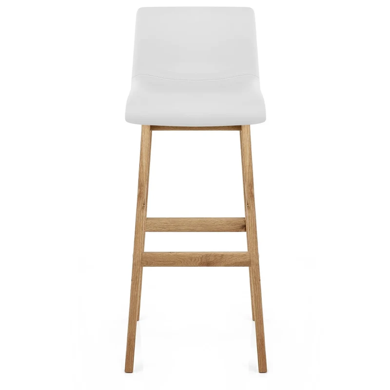 Tabouret de Bar Faux Cuir Bois - Wave Blanc