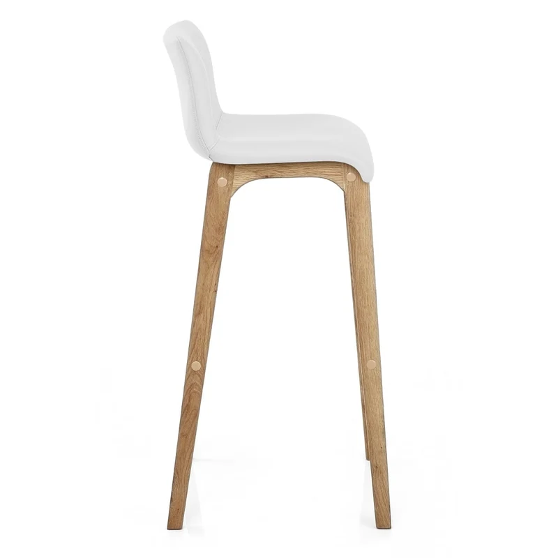 Tabouret de Bar Faux Cuir Bois - Wave Blanc