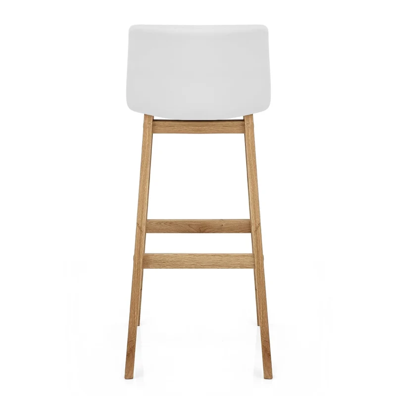 Tabouret de Bar Faux Cuir Bois - Wave Blanc