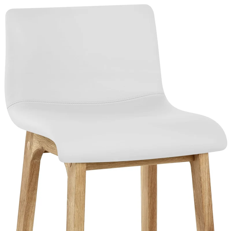 Tabouret de Bar Faux Cuir Bois - Wave Blanc