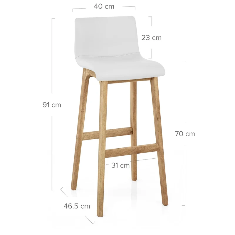 Tabouret de Bar Faux Cuir Bois - Wave Blanc