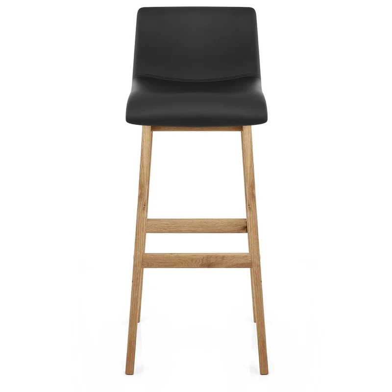 Tabouret de Bar Faux Cuir Bois - Wave Noir