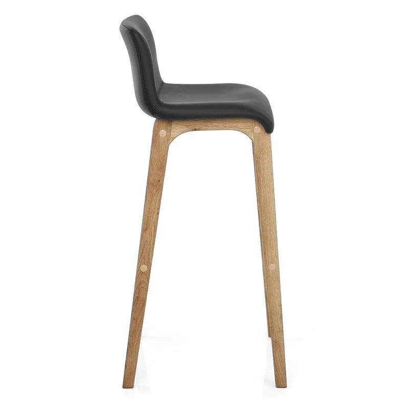 Tabouret de Bar Faux Cuir Bois - Wave Noir