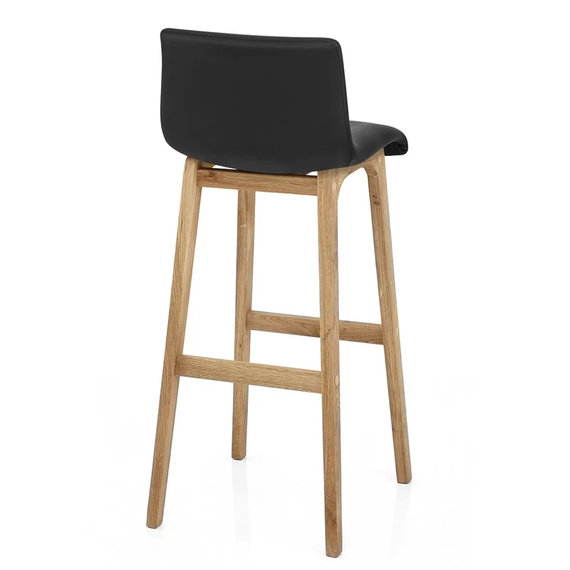 Tabouret de Bar Faux Cuir Bois - Wave Noir