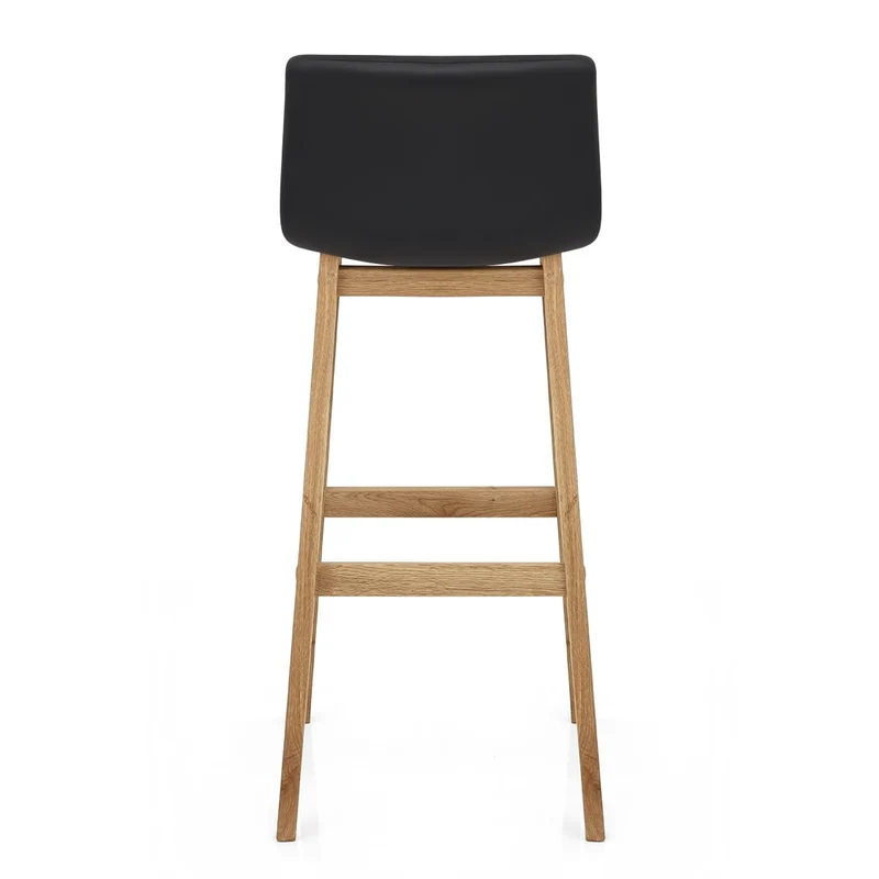 Tabouret de Bar Faux Cuir Bois - Wave Noir