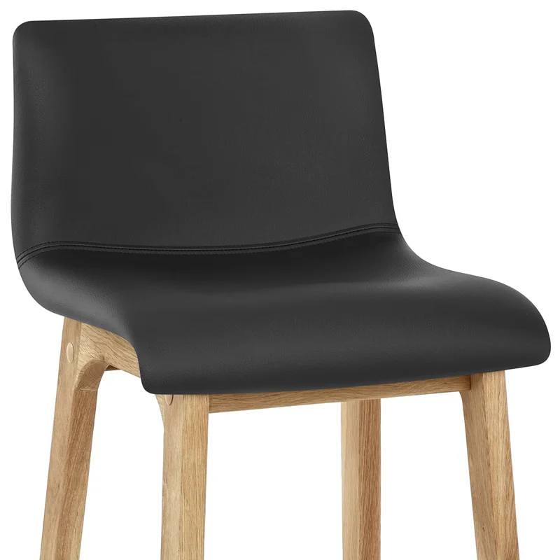 Tabouret de Bar Faux Cuir Bois - Wave Noir