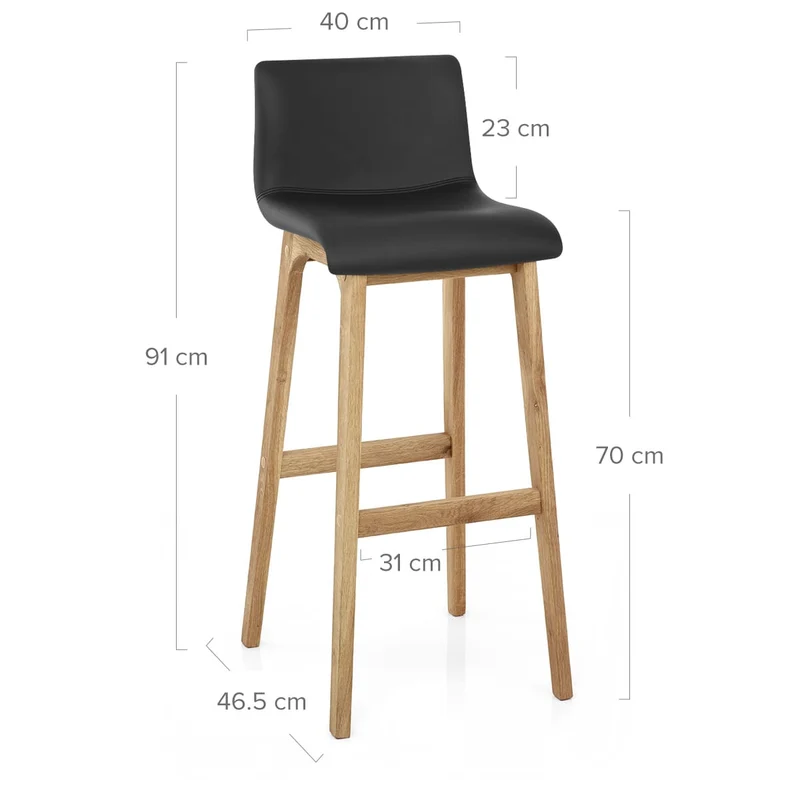 Tabouret de Bar Faux Cuir Bois - Wave Noir
