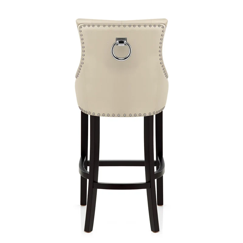Chaise de Bar Bois Cuir Croûté - Ascot Crème